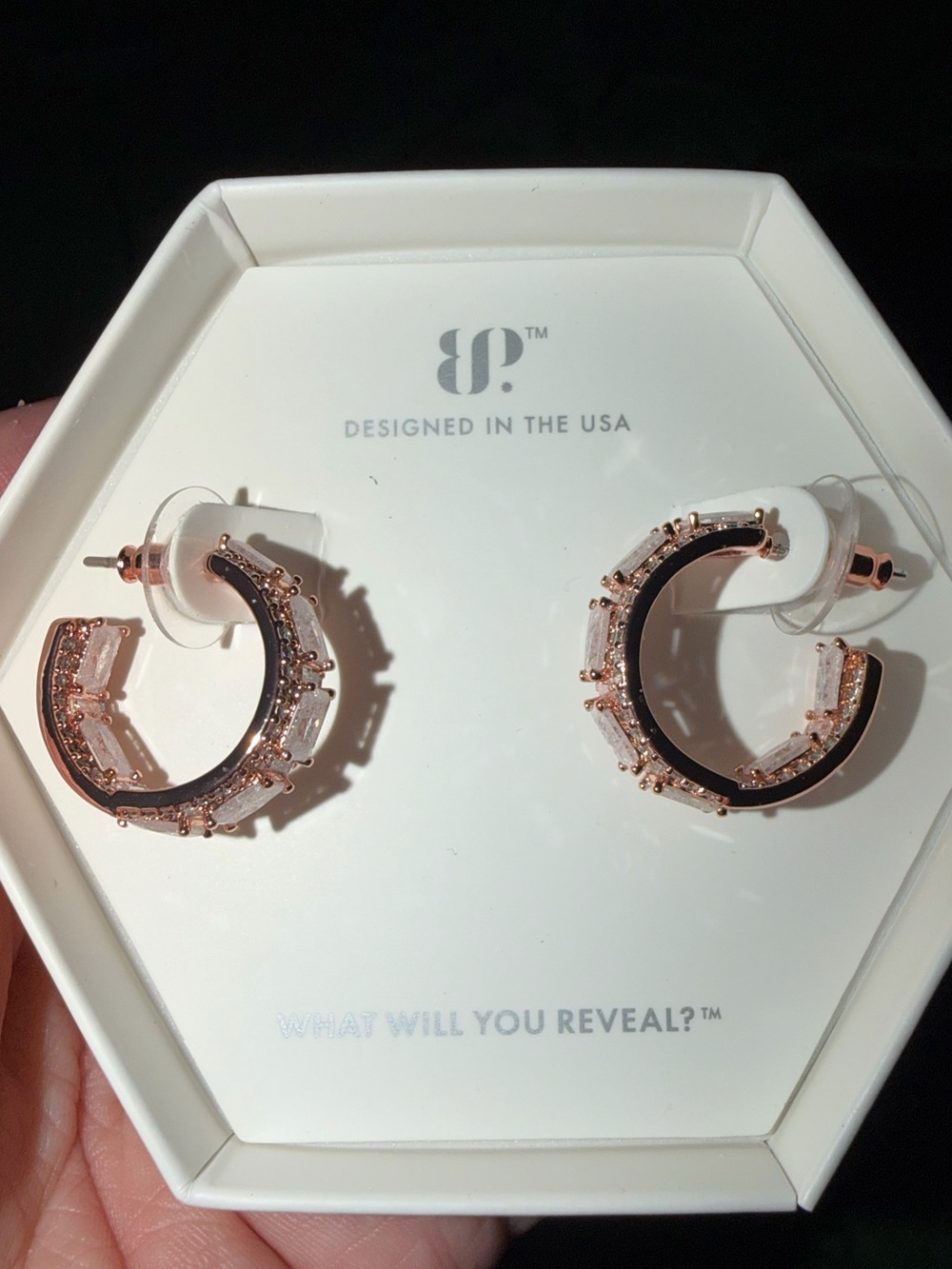 Bomb Party Earrings-Wrapped With Love White Ice Crystal on Rose Gold ER75001